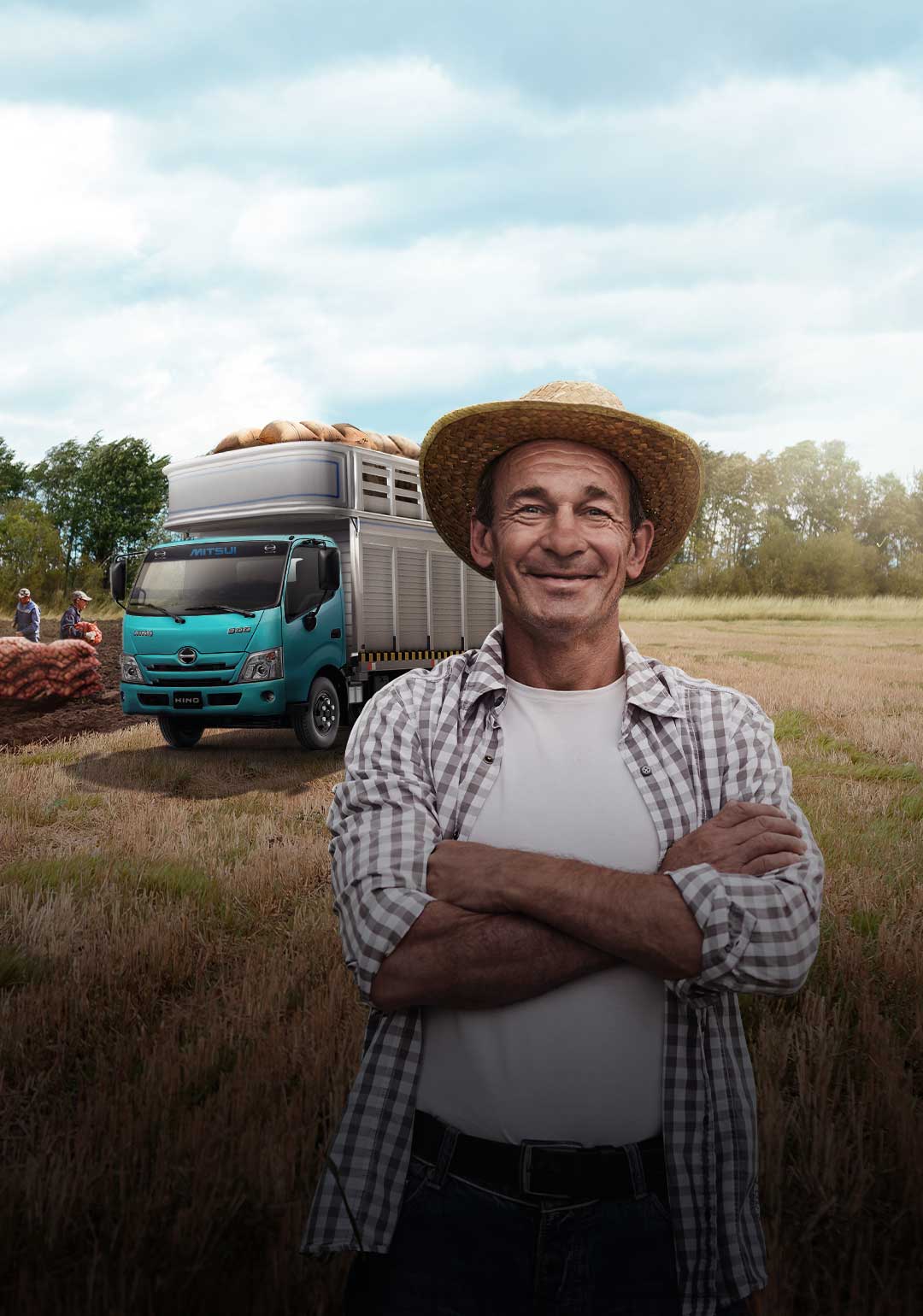 Camiones Hino, diseñados para el éxito de los negocios del Perú. En la imagen Camión en trabajos Agrícolas. 