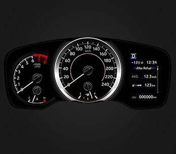 PANTALLA MULTI-INFORMACIÓN, valida  las  revoluciones  y velocidad  de  tu  Corolla Sedán.